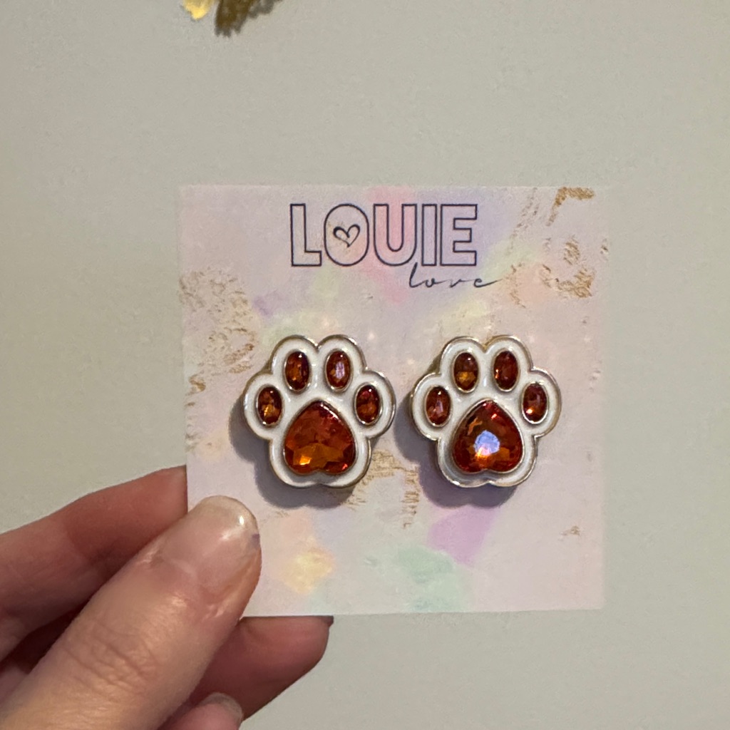 Orange Paw Print Earrings